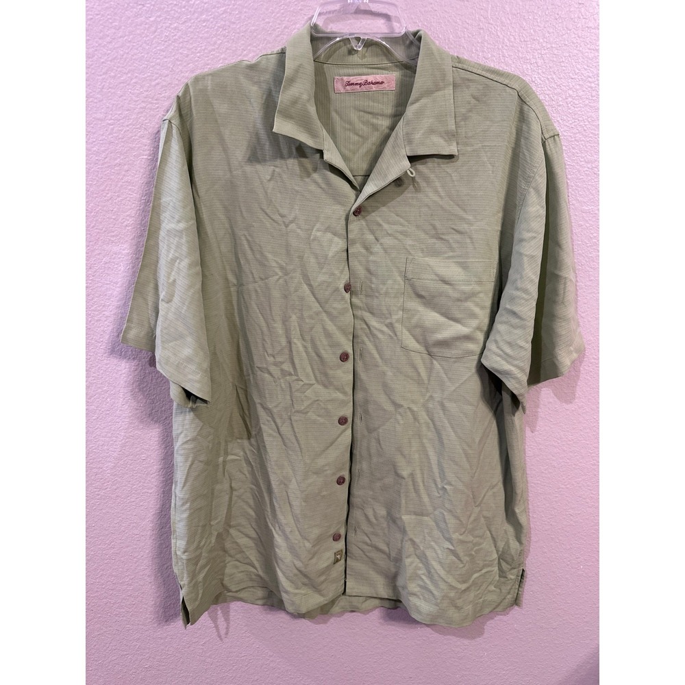 Tommy‎ Bahama Silk Camp Shirt Mens Medium Button Up Casual Green